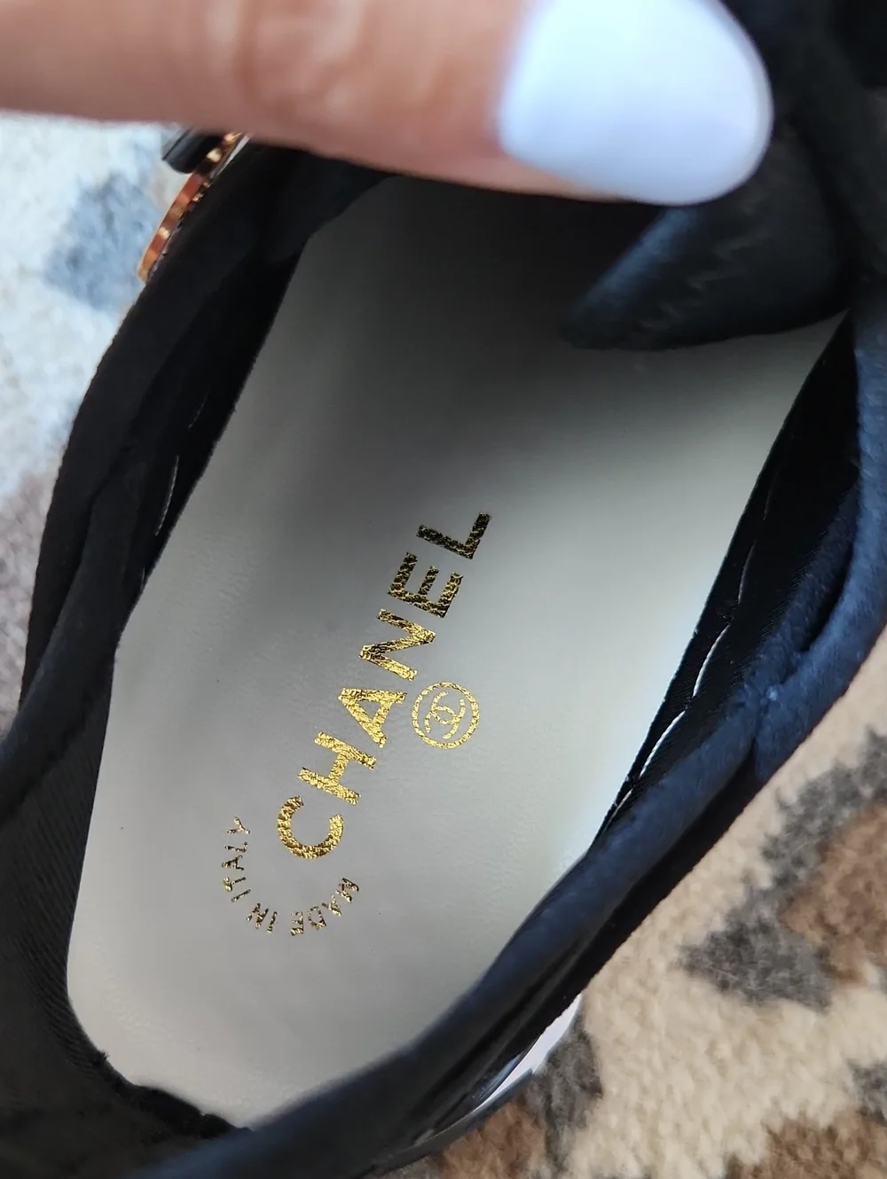 Black Sneakers with Gold Logo Insole - Picture 4 of 5